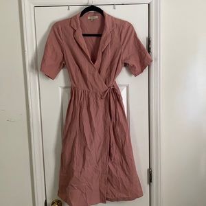 Pink cotton wrap dress